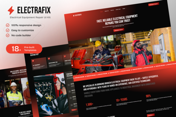 ElectraFix - Electrical Equipment Repair Elementor Template Kit