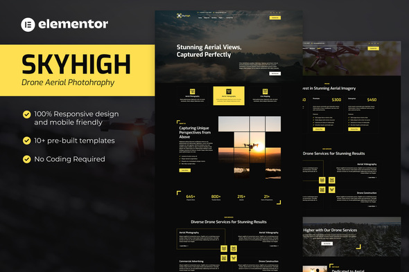 Skyhigh - Drone Aerial Photography & Videography Elementor Template Kit