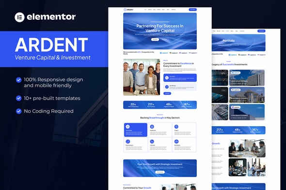 Ardent - Venture Capital & Investment Elementor Pro Template Kit