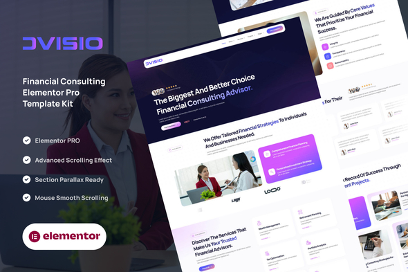 Advisio - Financial Consulting Elementor Pro Template Kit
