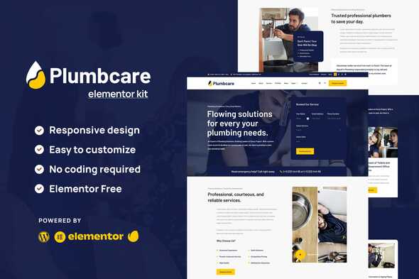 PlumbCare - Plumbing Service Elementor Template Kit