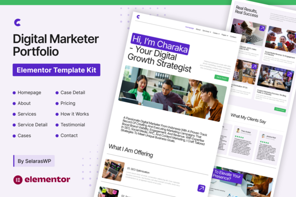 Charaka - Digital Marketer Portfolio Elementor Pro Template Kit