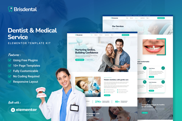 Brisdental - Dentist & Medical Service Elementor Template Kit