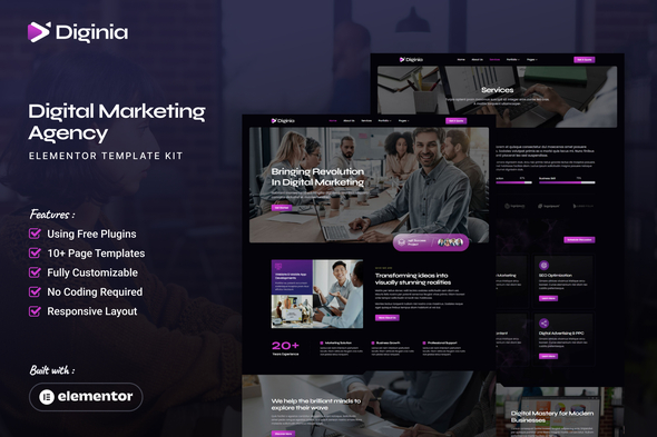 Diginia - Digital Marketing Agency Elementor Template Kit
