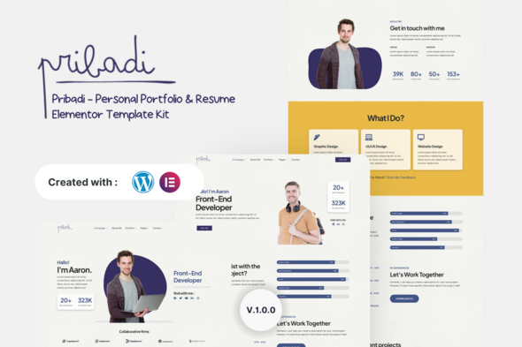 Pribadi - Personal Portfolio & Resume Elementor Template Kit