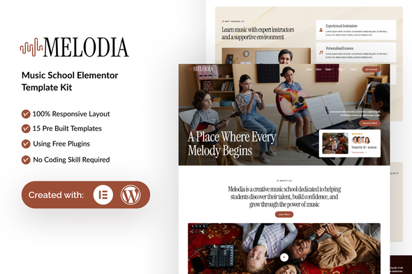 Melodia - Music School Elementor Template Kit