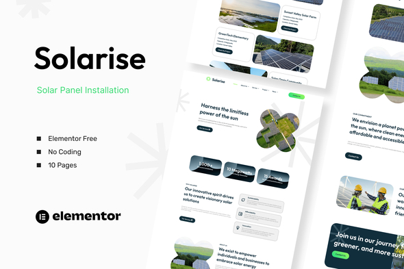 Solarise - Solar Panel Installation Elementor Template Kit