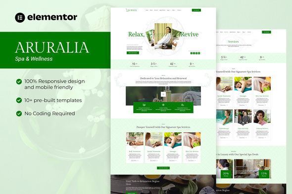 Auralia - Spa & Wellness Elementor Pro Template Kit