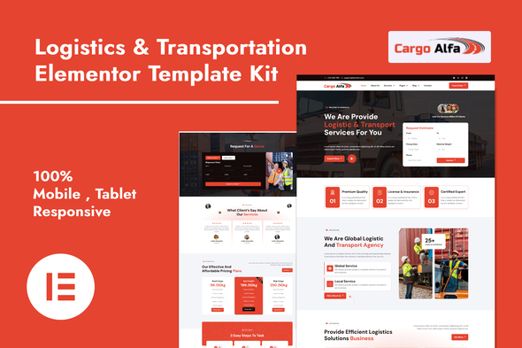 CargoAlfa - Logistics & Transportation Services Elementor Pro Template Kit