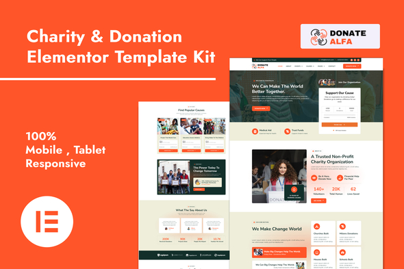 DonateAlfa - Charity & Donation Elementor Pro Template Kit