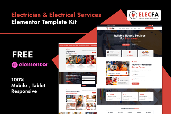 Elecfa - Electrician & Electrical Services Elementor Template Kit