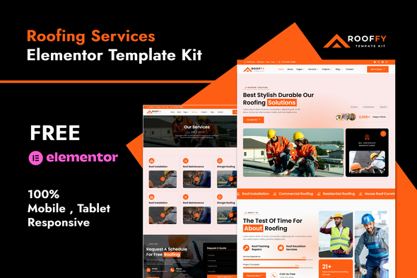 Rooffy - Roofing Services Elementor Template Kit