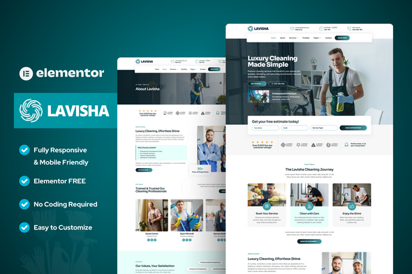 Lavisha – Cleaning Services WordPress Elementor Template Kit