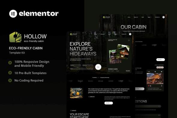 Hollow - Eco-Friendly Cabin Elementor Template Kit