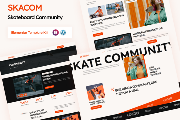 Skacom - Skateboard Community Elementor Template Kt