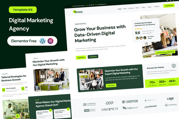 Grasy - Digital Marketing Agency Elementor Template Kit