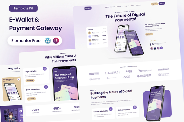 Paymt – E-Wallet & Payment Gateway Elementor Template Kit