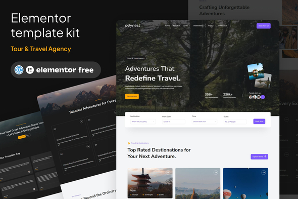 Odynest - Travel & Tour Agency Elementor Template Kit