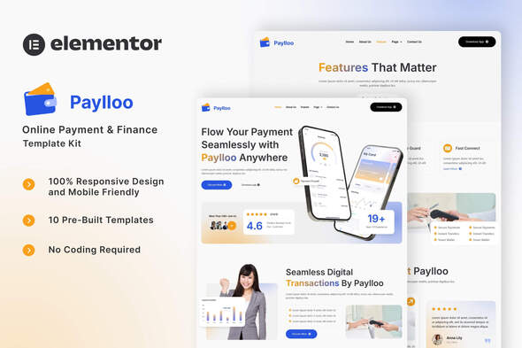 Paylloo - Online Payment & Finance Elementor Template Kit