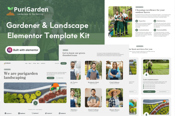 PuriGarden - Gardener & Landscape Elementor Template Kit