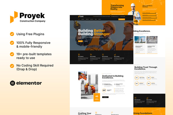 Proyek - Construction Elementor Template Kit