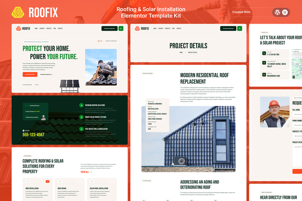 Roofix - Roofing & Solar Installation Elementor Template Kit
