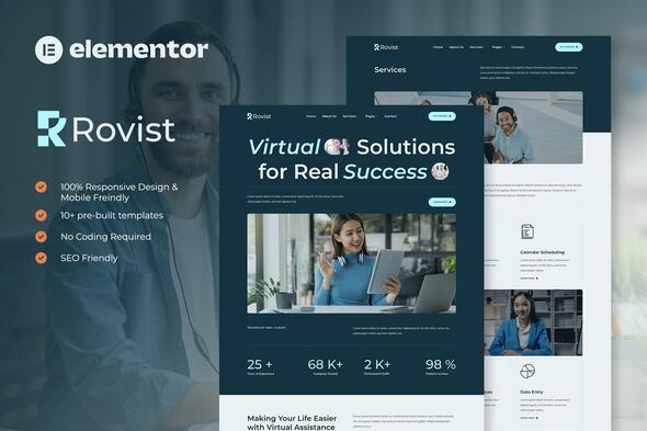 Rovist - Virtual Assistant Service Elementor Template Kit