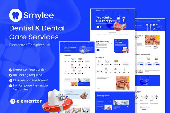 Smylee - Dentist & Dental Care Services Elementor Template Kit