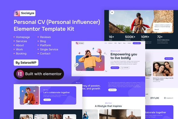 Socialyze - Personal CV Elementor Pro Template Kit