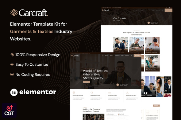 Garcraft - Textile & Garment Industry Elementor Template Kit