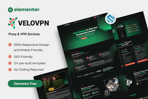 Velovpn – Proxy & VPN Services Elementor Template Kit