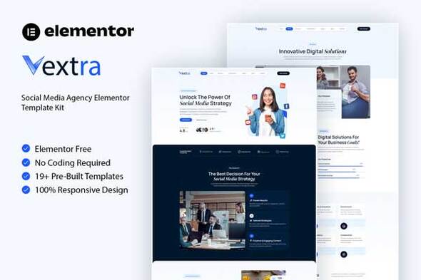 Vextra - Social Media Agency Elementor Template Kit