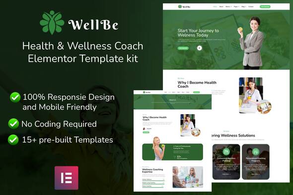Wellbe - Health & Wellness Coach Elementor Template kit