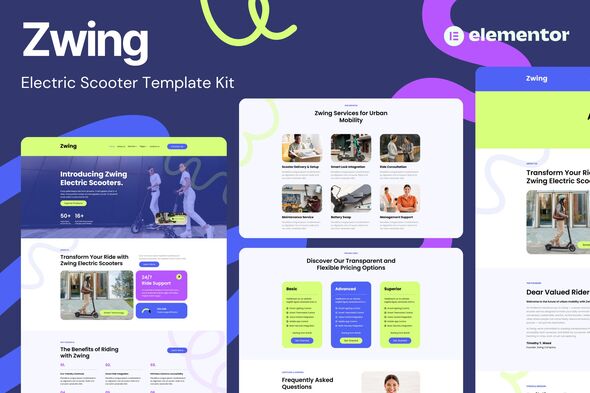 Zwing - Electric Scooter Website Elementor Template Kits