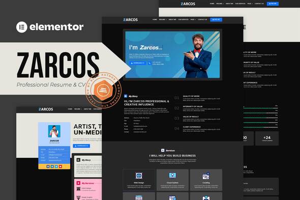 Zarcos - Professional Resume & CV Elementor Template Kit