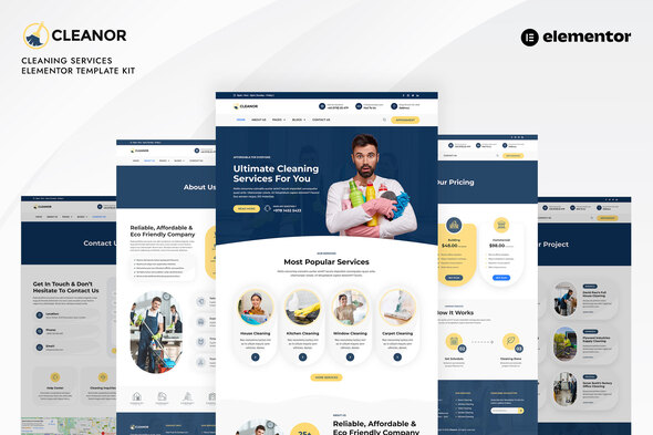 Cleanor - Cleaning Services Elementor Pro Template Kit