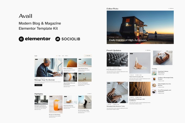 Avail - Modern Blog & Magazine Elementor Template Kit
