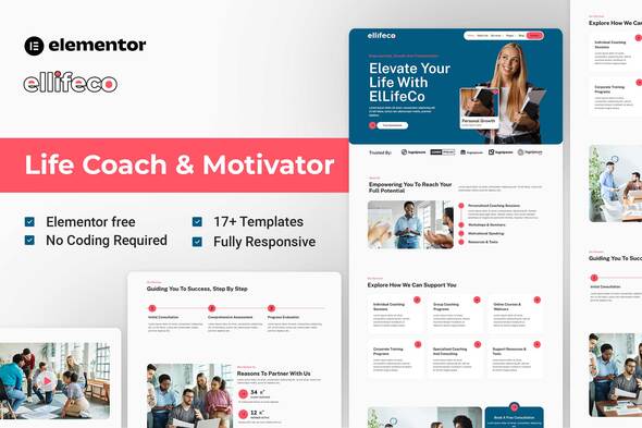 Ellifeco - Life Coach & Motivator Elementor Template Kit