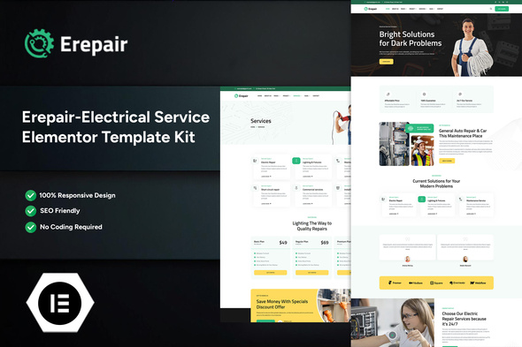 Erepair - Electrical Service Elementor Template Kit