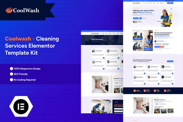 Coolwash - Cleaning Services Elementor Pro Template Kit