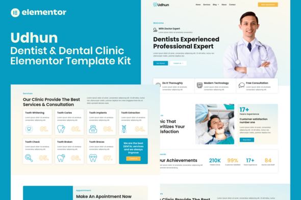 Udhun - Dentist & Dental Clinic Elementor Pro Template Kit