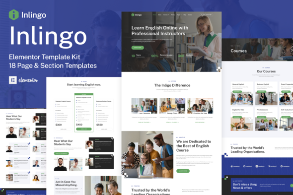 Inlingo - Professional English Course Elementor Template Kit