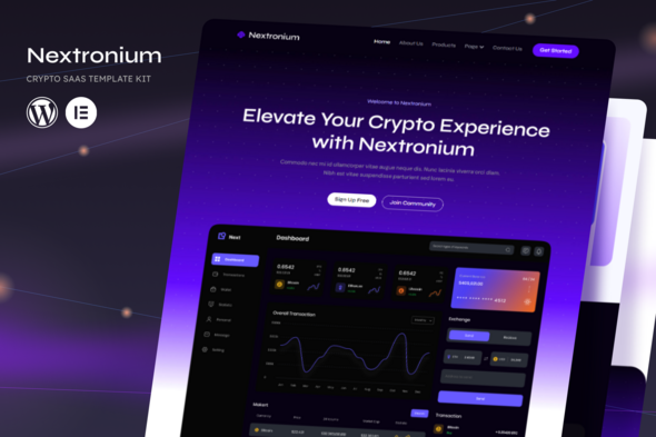 Nextronium - Crypto SaaS Elementor Template Kit