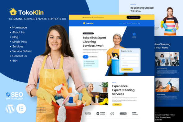 Tokoklin - Cleaning Service Business Elementor Template Kit