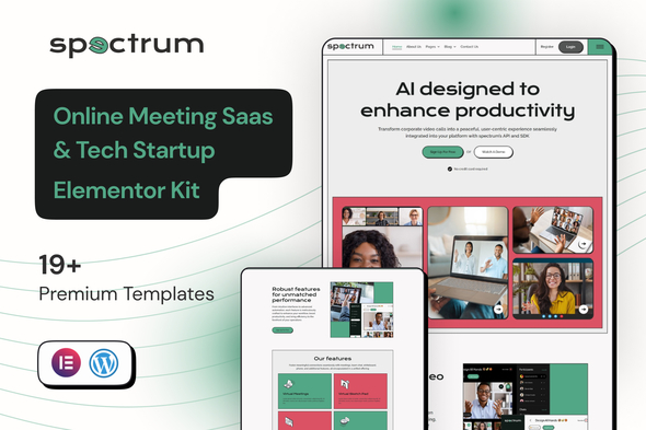 Spectrum - Online Meeting Saas Elementor Pro Template Kit