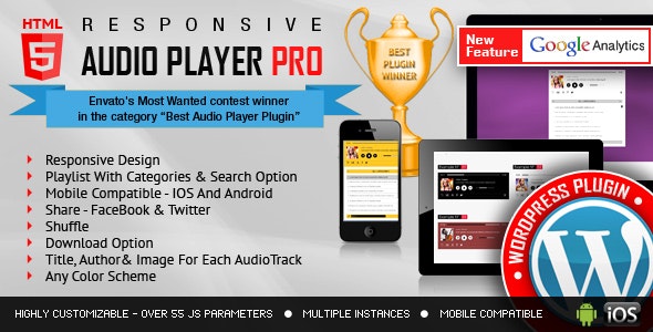 Responsive HTML5 Audio Player PRO