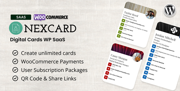 NexCard - vCard & Business Cards Builder WordPress SaaS
