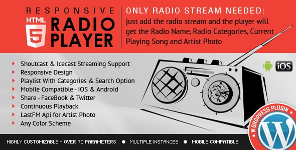 Radio Player Shoutcast & Icecast