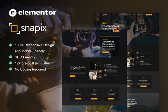 Snapix - Photography & Videography Services Elementor Template Kit