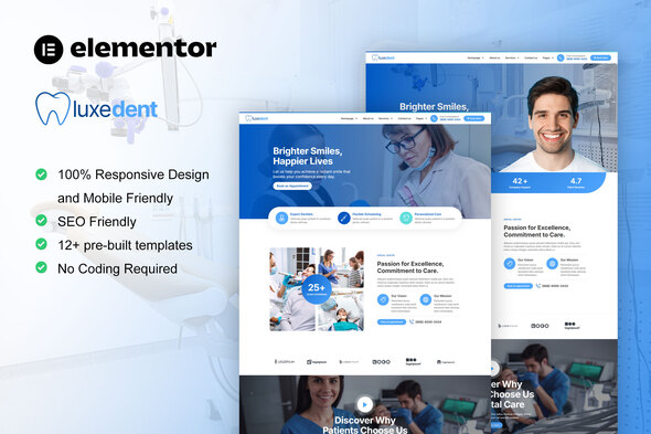 LuxeDent - Dentist & Dental Care Elementor Pro Template Kit